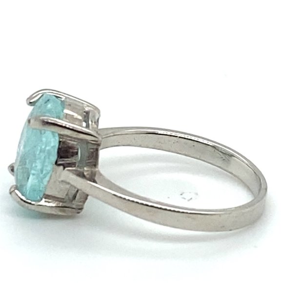 Paraiba Tourmaline 4.14ct Platinum Finish Solid 925 Sterling Silver Ring - Picture 6 of 6